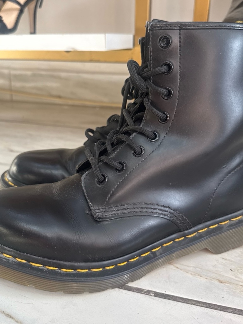 Dr. Martens Black Boots with Translucent Amber Soles